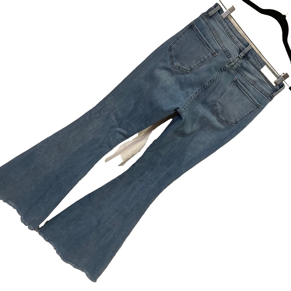 Rock & Roll Denim Bell Bottom Jeans High Rise‎ Raw Hem Size 29x34 - Picture 3 of 7